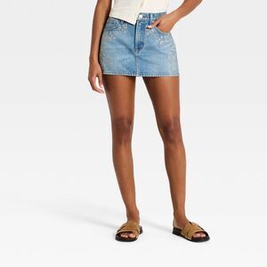 Women's Embroidered Mini Skirt - Universal Thread Medium Wash 8